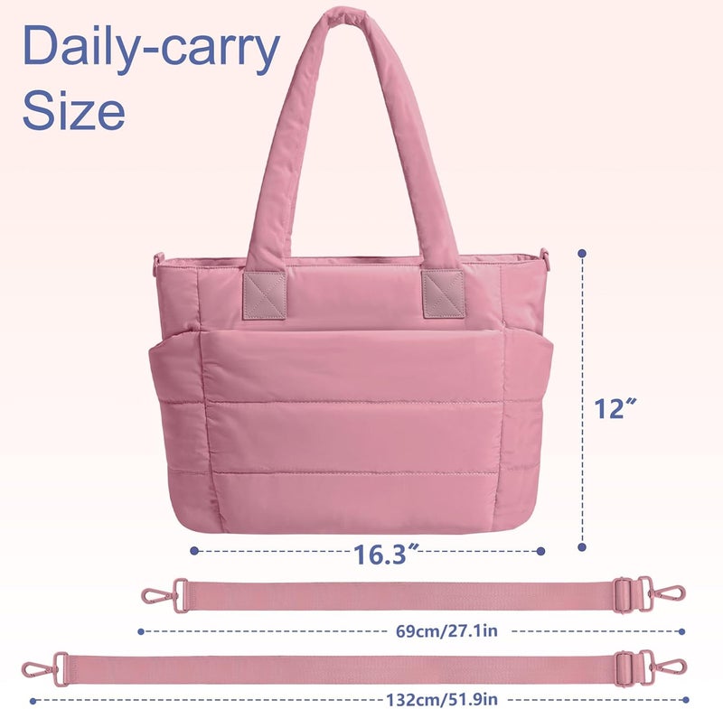 GASSDA Tote Bag for Women Puffer Tote Bag Large Nurse Bags Shoulder Handbag with Zipper for Work Travel - Image 3